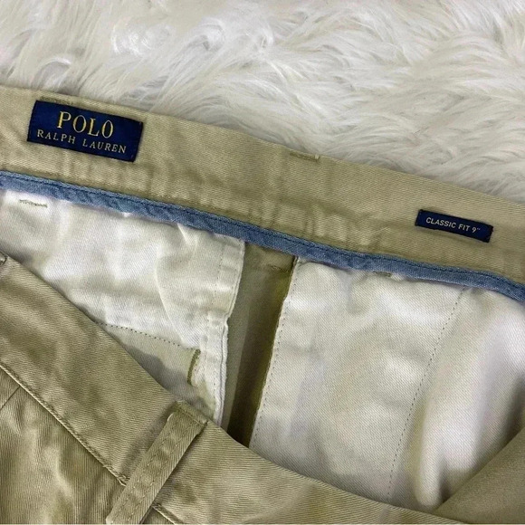 Polo Ralph Lauren Khaki Flat Front Shorts Classic 9' Size 40 - Picture 5 of 6